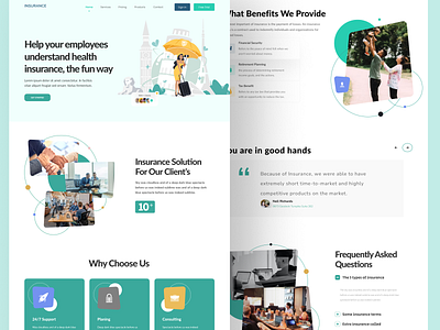 INSURANCE Landing page animation clean consulting education financial green health health insurance healthcare healthy homepage illustration insurance company insurtech landing page policy ui uiux web website