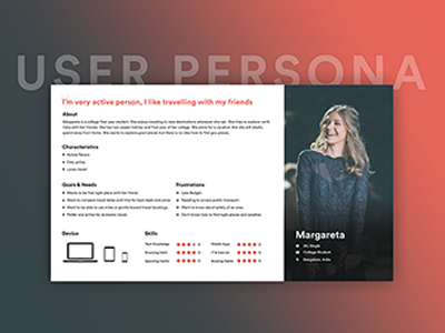 UX Persona for Travel App card clean persona personas profiles research travel ui user users