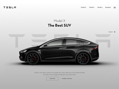 Tesla Landing Page Design banner black car clean concept design electronic landing tesla ui