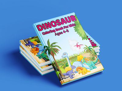 Dinosaur Coloring Book For Kids activity book bookcover branding cover design design graphic design illustration logo maze book ui