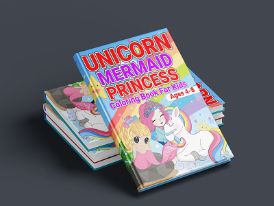 Unicorn Mermaid Princess Coloring Book activity book bookcover branding cover design design graphic design illustration logo maze book ui
