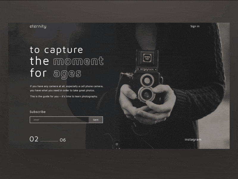 Subscribe photographer 025 animation daily 100 challenge daily challange dailyui design photo photographer photography subscribe ui