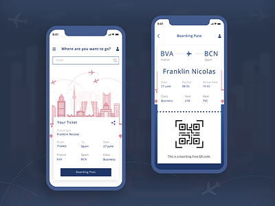 Boarding Pass boarding pass daily 100 challenge daily challange dailyui design flat illustration minimal mobile