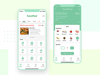 YummiFood App app daily 100 challenge dailyui design food food app mobile ui