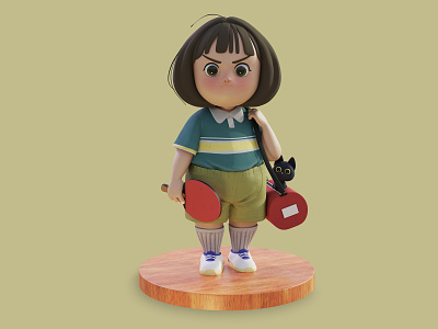 Pingpong Girl 3d 3d character 3d sculpting 3d stylized character blender neko pingpong sculpting stylized character table tennis zbrush