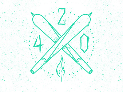 420 Time 420 blunts brand effort green icon illustration joint lettering line weed work