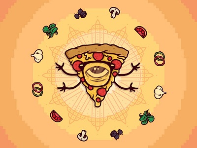 Pizza God deity god lord orange pepper pepperoni pizza tomato toppings wallpaper