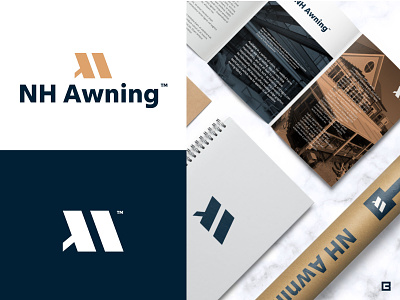 NH Awning awning awnings brand branding doors logos modern logo new haven shades