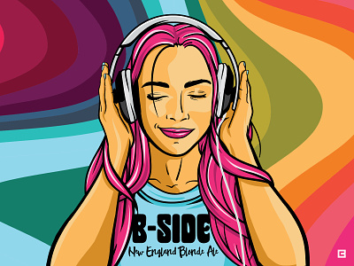 B-SIDE beauty beer design beer label blonde ale illlustration music music love packaging pink hair portrait record