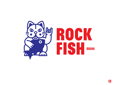 Rockfish Wordmark cat fish lucky cat manekineko rockfish sashimi sushi