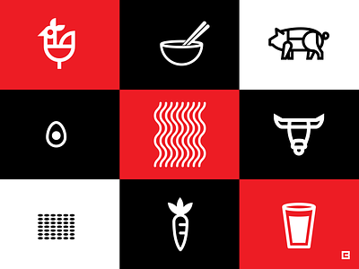 Fatt Root Icons asian food bull icons illustration minimalist modern monoline noodles