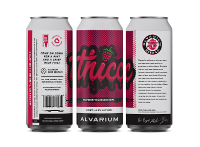 Thicc Raspberry Can beer beer branding beer can beer label craftbeer handlettering ipa packaging design raspberry typogaphy