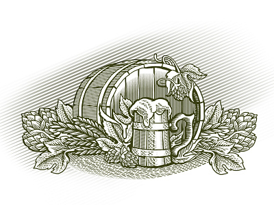 Beer keg beer bw coat of arms craft craft beer engraving illustration label label design line art logo packaging