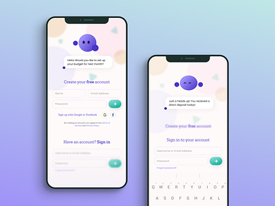 Sign up page for a financial AI assitant app chatbot dailyui dailyuichallenge design mobile product design signup signup page ui uidesign visualdesign