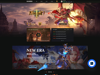 Avadon Mu Website Template design fantasy fantasy design fantasy mmo game interface game server game template game ui l2 l2 server la2 lineage 2 mmo mmorpg mu mu online mu server mu website roleplay template