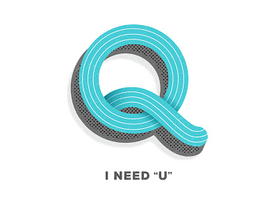 I Need U geek greeting card letter linguistics nerd q typography