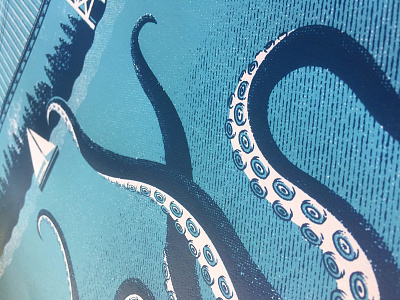 The Tacoma King boat bridge octopus screenprint tacoma texture washington