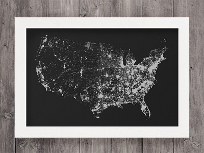 U.S. Night Sky glow in the dark map night sky screen print united states
