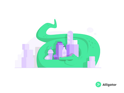 Alligator: marketplace for consumer goods in the B2B sector branding design illustration uprising vector