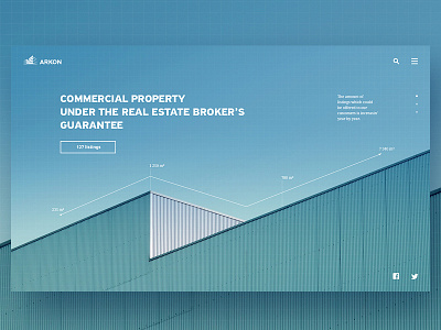 Web, part 8 — “Arkon” background blue building commercial property infographics minimal real estate web