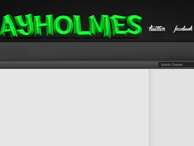 Youtube partner banner 3d ayholmes button clean design facebook glow green shadow twitter txt white