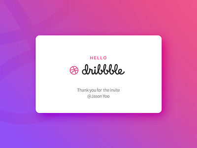 Hello Dribbble! card debut gradient