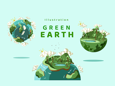 Illustration Green Earth globa illustration planet globe. vector