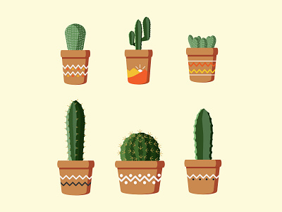 Illustration Cactus Pot Plants gardening graphic design illustration summer vector