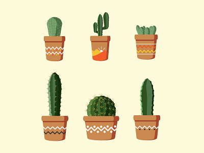 Illustration Cactus Pot Plants