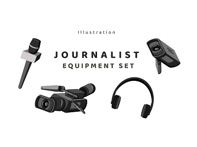 Journalist Equipment Set Illustration illustration person vector