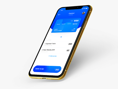 #DailyUI day 2 - Checkout application screen (with card) adobe xd application banking blue card card checkout checkout credit dailyui debid gradient interaction money payments swipe ui ux white