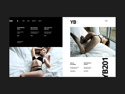 Yeabunny concept page - ecommerce with blog adult black blog cart ecommerce modern porn product sensual shop ui ui design uiux ux white