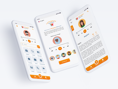 Refugees Welcome: Accessible App Design accessibility animation app clean design design design for social good empathy figma illu illustration motion graphics prototyping text to speech ui user centric design user personas user testing ux ux research wireframes