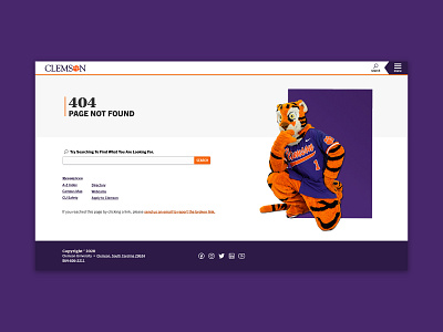 Clemson University 404 Page