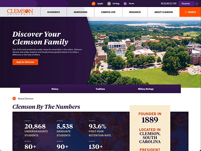 About Clemson higher education web design