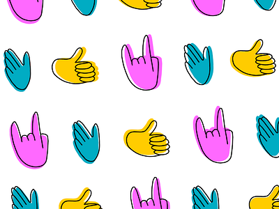 Handz 2 color hands illustration pattern