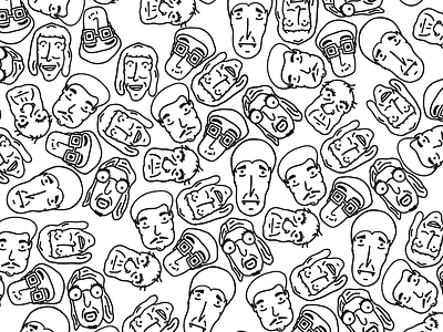 Many Faces 3 character faces illustration pattern