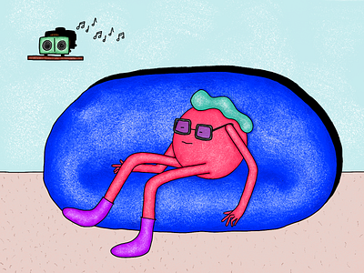 Jamming beanbag character illustration jamming texture woolie