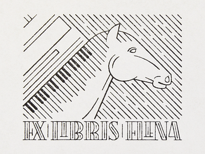 Ex Libris Elena bookplate design ex libris graphic design graphics horse lineart piano print stamp typography