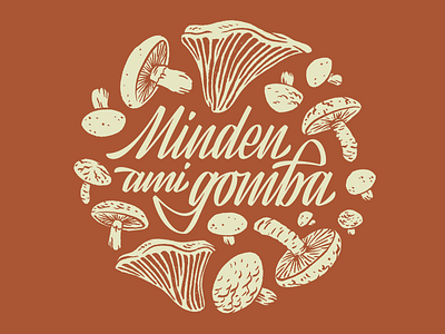 "Minden ami gomba" brush drawing graphic design graphics logotype monochrome mushroom restaurant script type