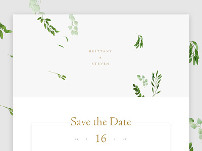 Wedding Website design desktop greenery micro site plants responsive save the date splash page typography visual design wedding
