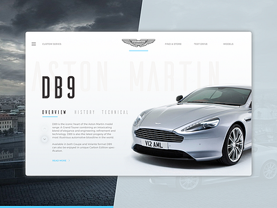 Aston Martin DB9 Car Page Concept agent 007 aston martin car db9 design ecommerce mockup super car ui ux web website