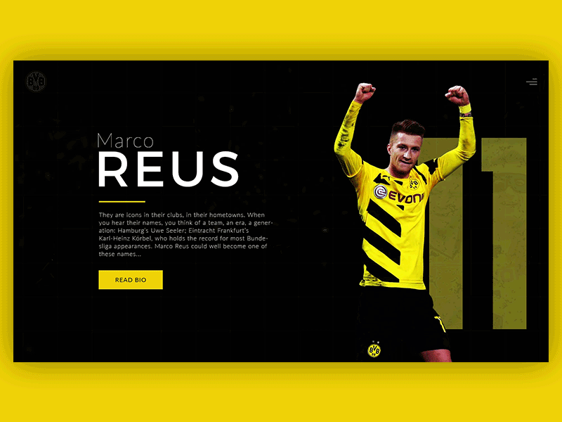 Day 03 - BVB Marco Reus Landing Page - #DailyUI daily ui dortmund fold font football landing page reus ui design ux design web web design