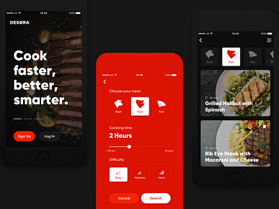 Smart Barbecue App app barbecue dark minimal red sketch smart typography ui ui design ux