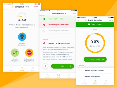 Driving Exam App app design driving exam ios learning school simple ui ui design ux ux design