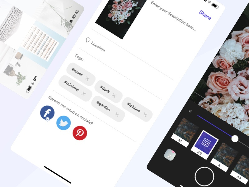 Share your memories - Photo UI kit ios11 white clean prototype minimal photography psd sketch freebie kit ui photo