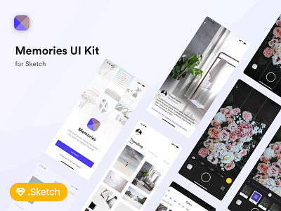 Memories FREE UI Kit for Sketch app clean free ios 11 iphone x memory minimal photography simple sketch ui kit