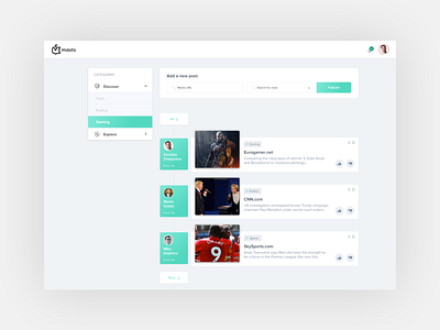 Masts Main Page clean dashboard feed masts modern simple social media ui ux web design