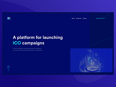 Upcoming Ico Launcher Platform chart cryptocurrency design ico landing page minimalistic timer token ui ux web
