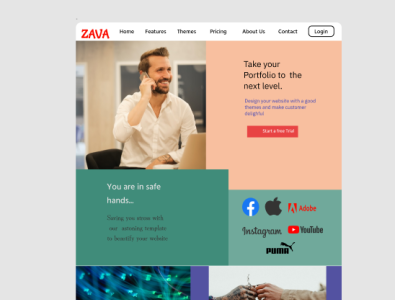 Landing page for ZAVA on tablet